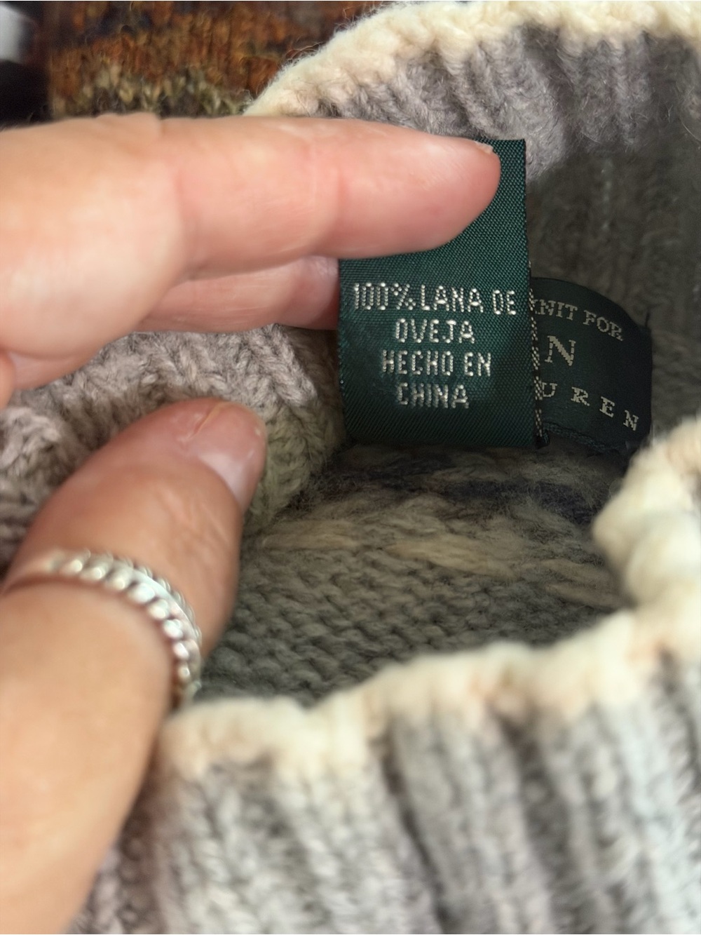 Lauren Ralph Lauren Gray Polar Bear Turtleneck Sweater - Picture 9 of 13